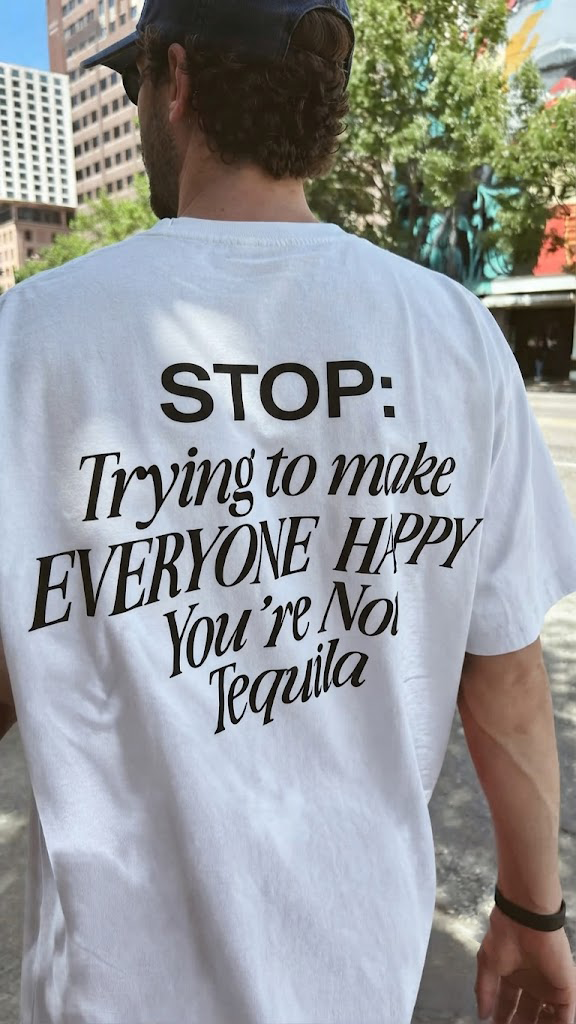 Are you Tequila? off-white oversized T-shirt, front view