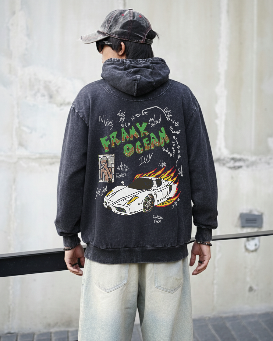 Frank Ocean Acid Washed Hoodie hoodie, front view