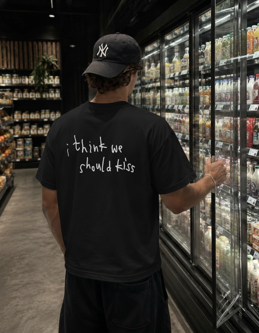 I think we should kiss oversized T-shirt, front view