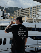 ROLEX, SUPERCARS, YACHTS, HOT MOMS oversized T-shirt, front view