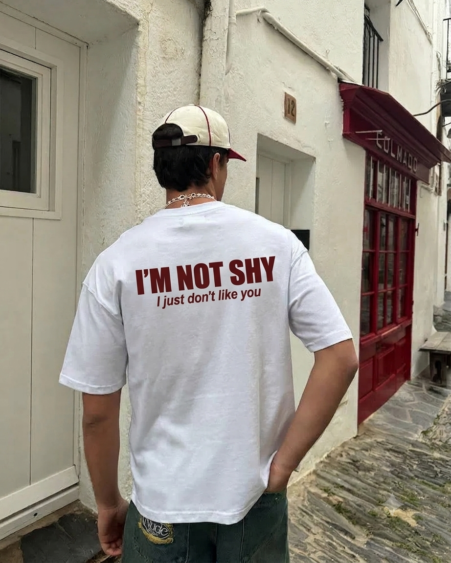 I'M NOT SHY oversized T-shirt, front view