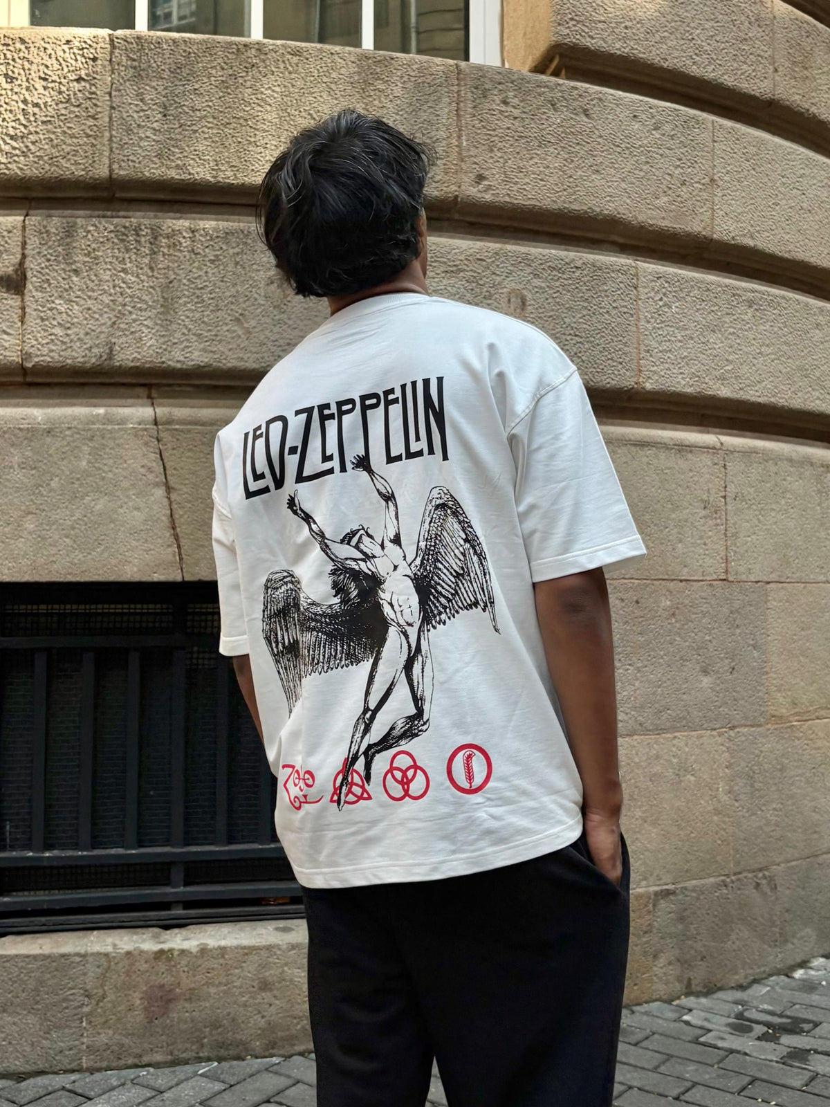 Model wearing an oversized heavyweight tee from the campaign
