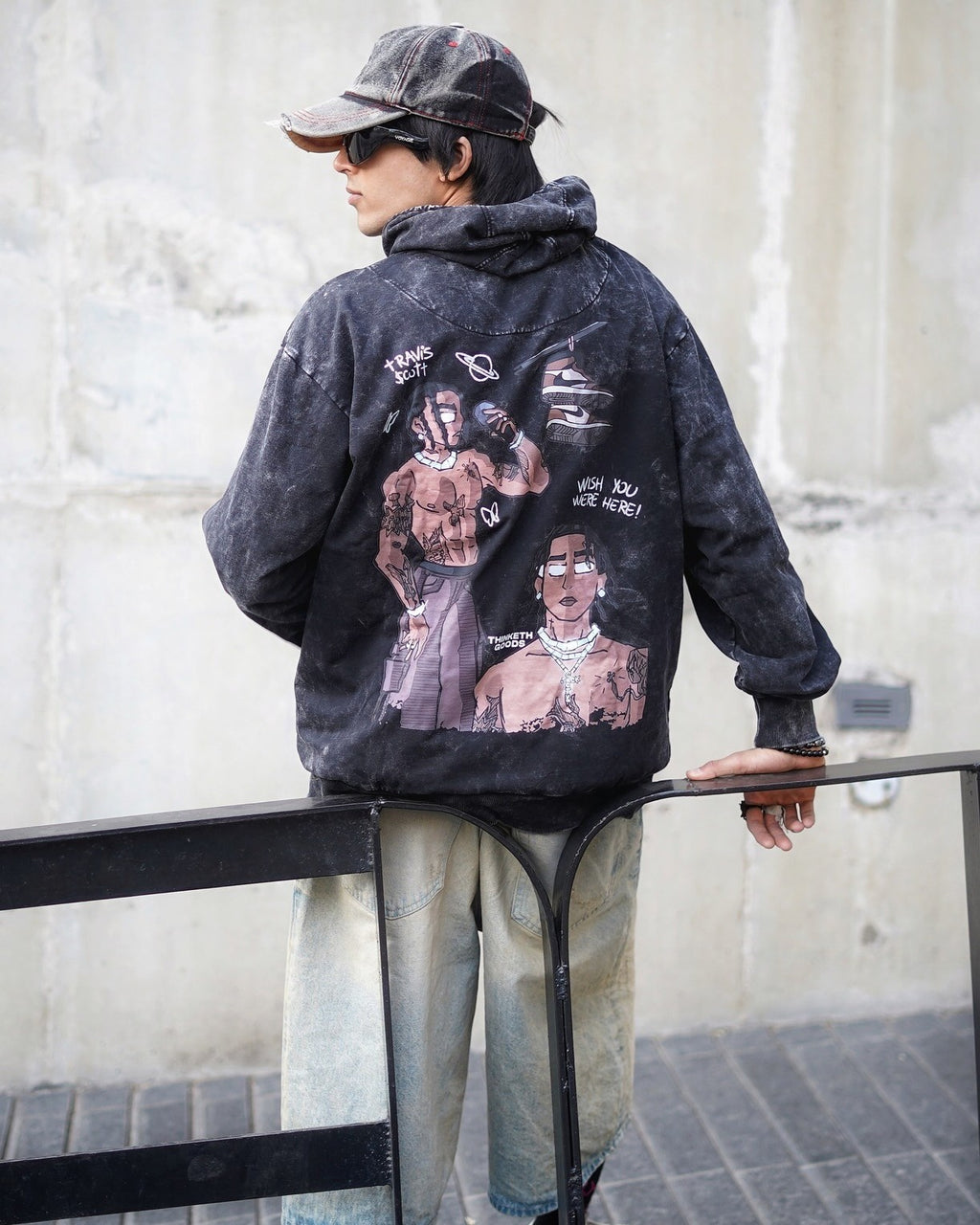 Travis Scott Acid Washed Hoodie hoodie, front view