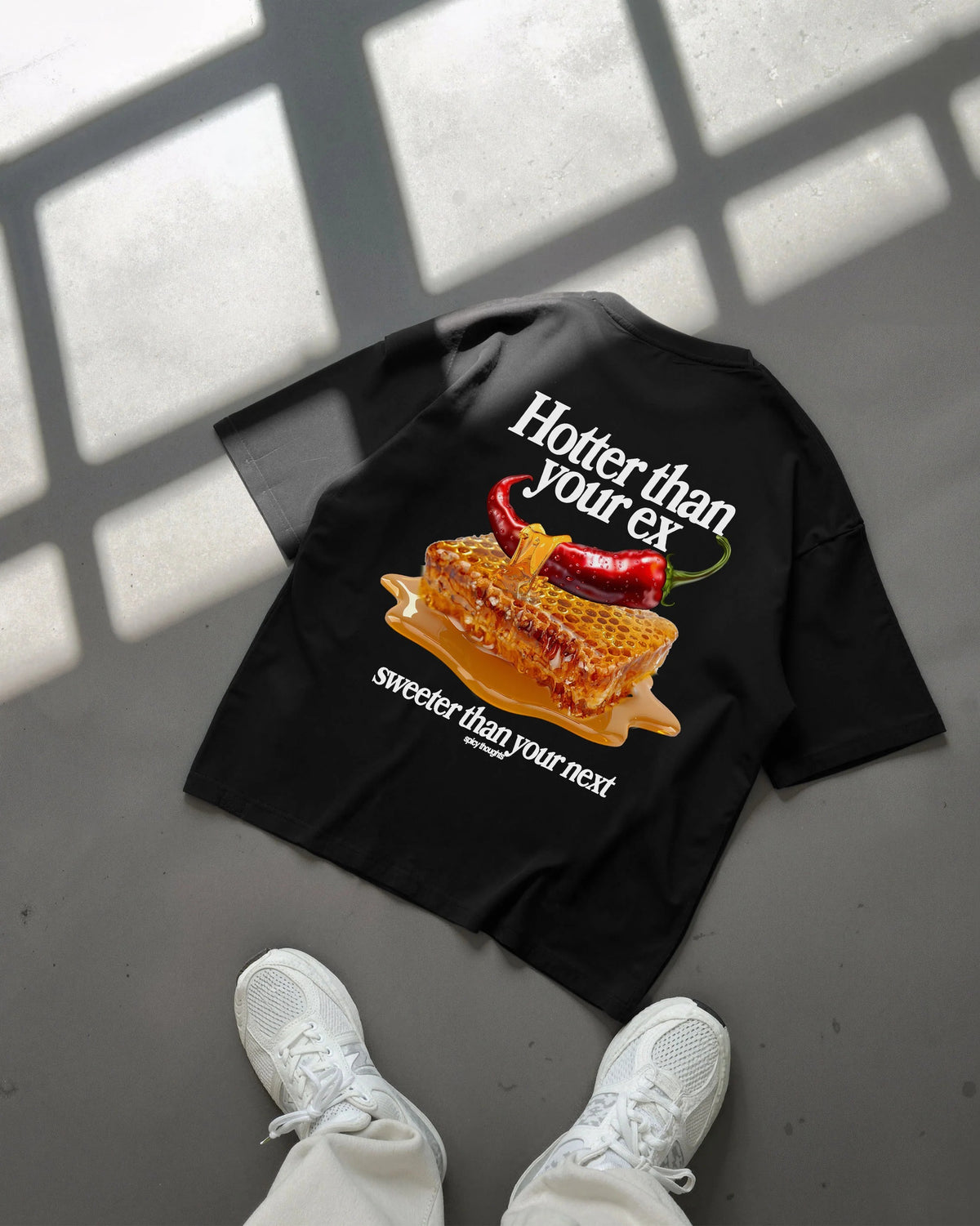 Better. Sweeter. oversized T-shirt, front view