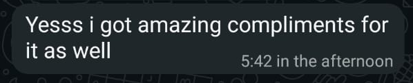 Yesss i got amazing compliments for it as well